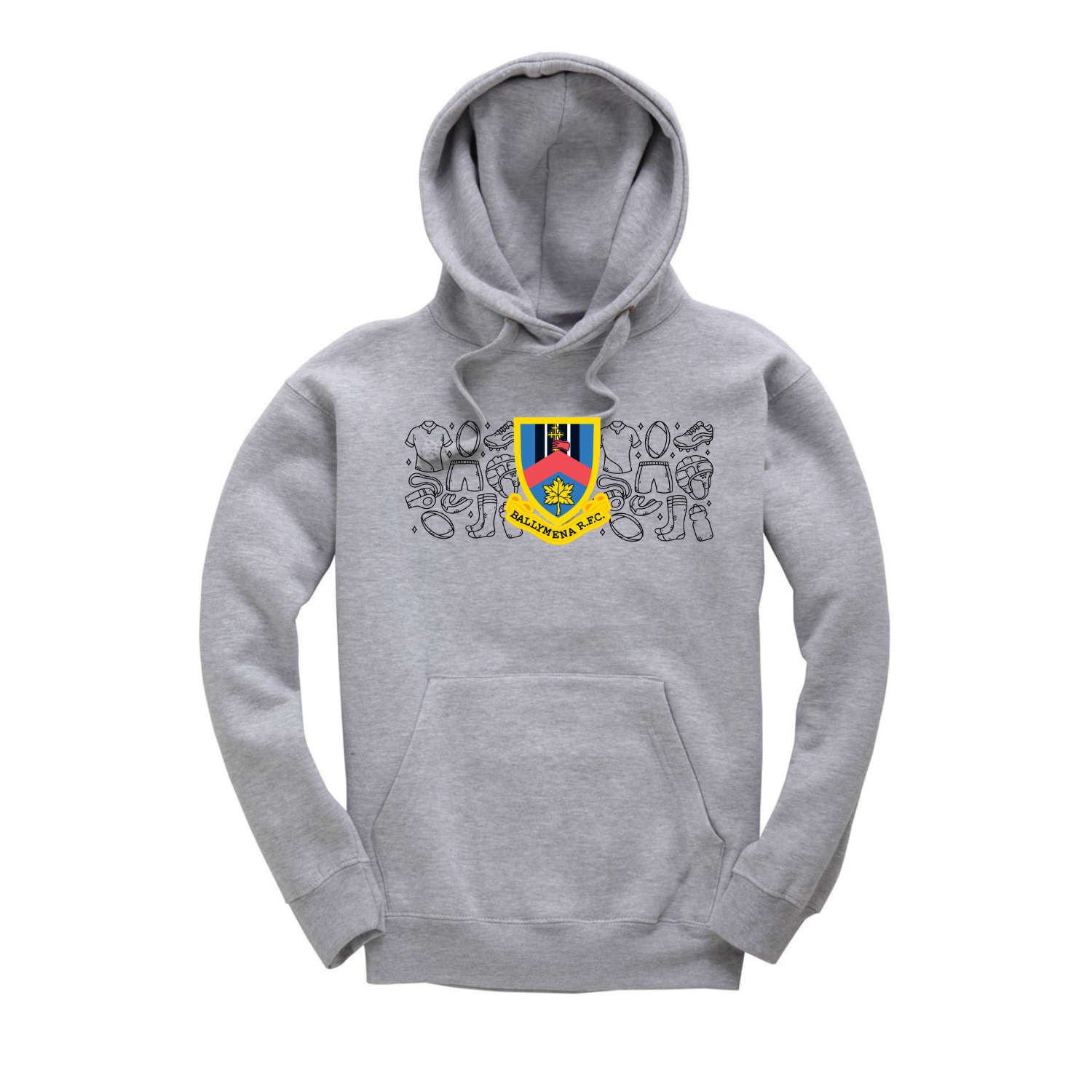 Ballymena Rugby Club - Doodle Hoody - Grey