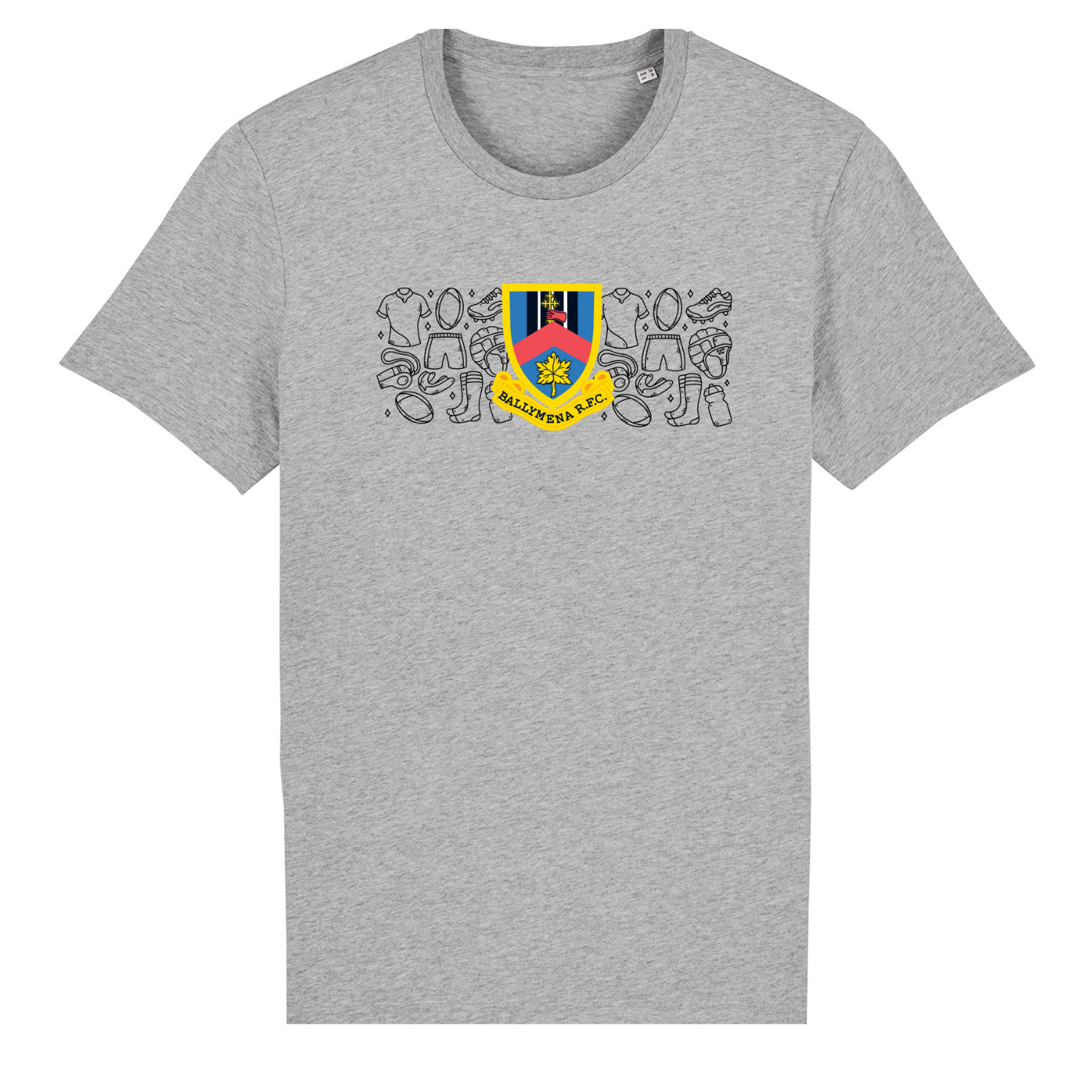 Ballymena Rugby Club - Cotton Doodle Tee - Grey