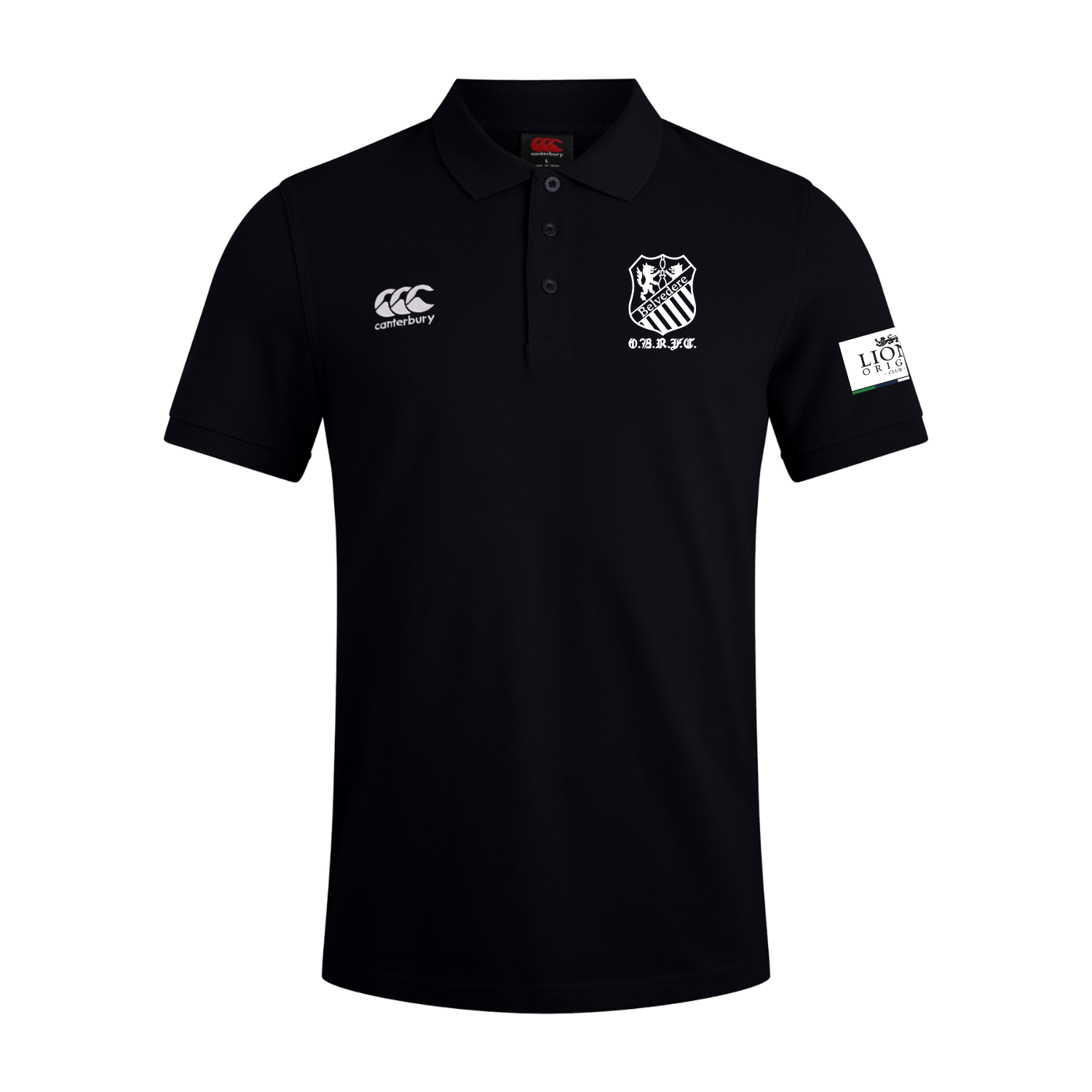 Old Belvedere Rugby Club - Lions Origin Cotton Waimak Poloshirt - Black
