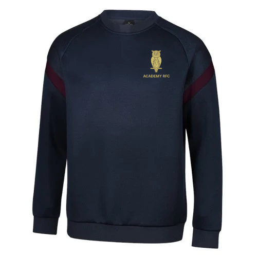 Academy Rugby Football Club - Kinetic Sports Crew Neck Tech Top - Navy/Maroon
