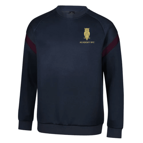 Academy Rugby Football Club - Kinetic Sports Crew Neck Tech Top - Navy/Maroon -Stash Shop- Stash Shop