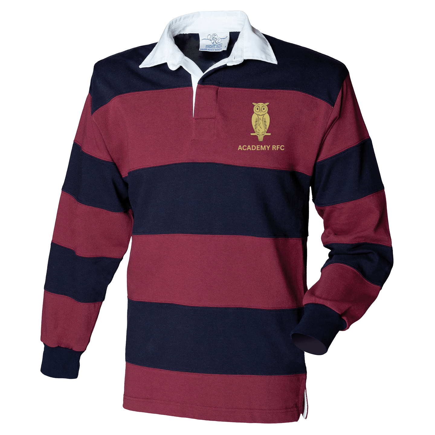Academy Rugby Football Club Sewn stripe long sleeve rugby shirt - Burgundy/Navy -Stash Shop- Stash Shop