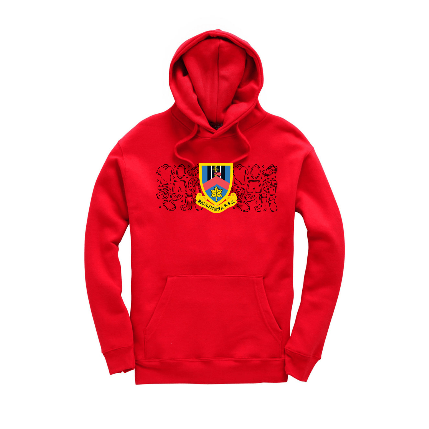 Ballymena Rugby Club - Doodle Hoody - Red - Stash Inc. - Stash Shop