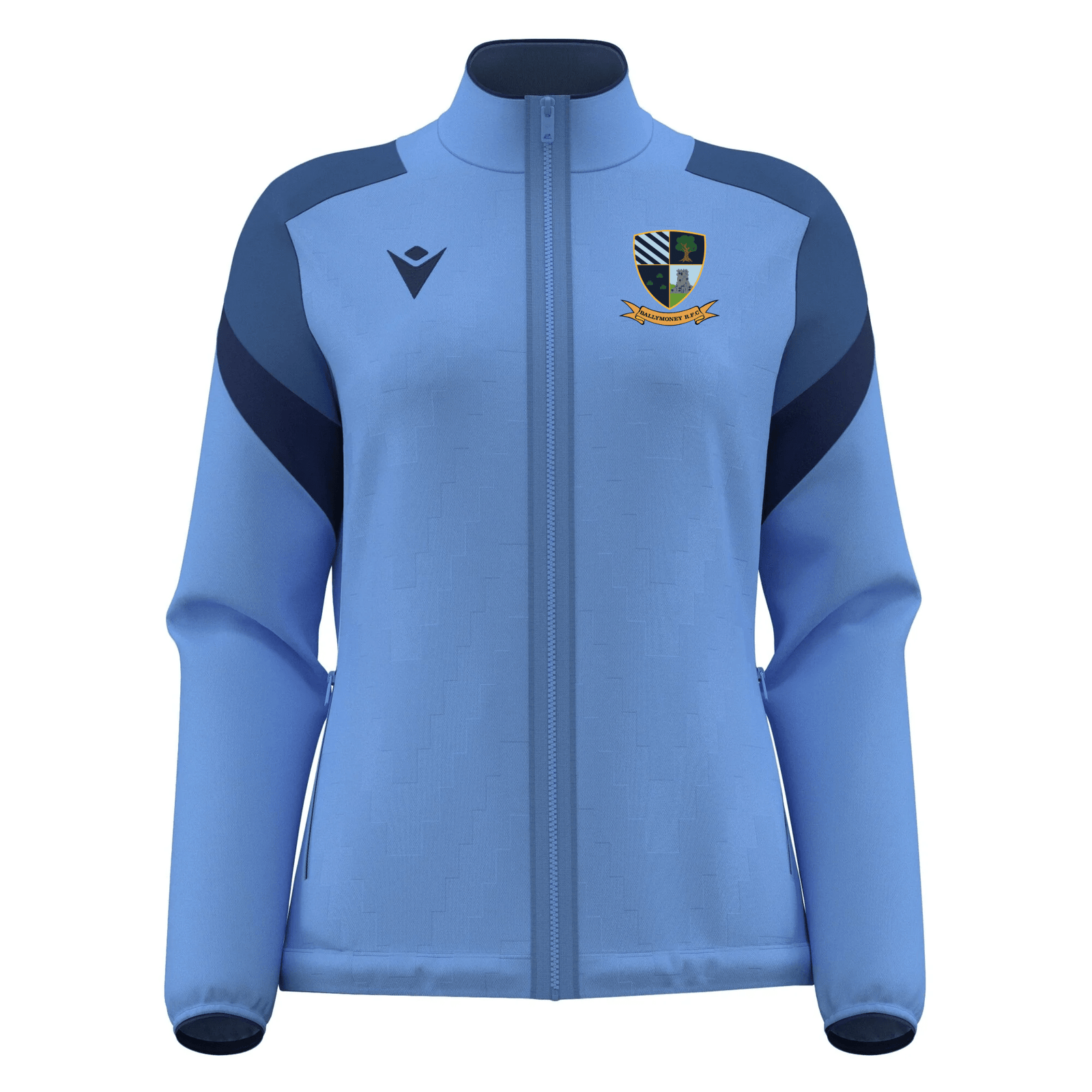 Ballymoney Rugby Club - Athena Womens Full Zip Top - Ice Sky/Navy -Macron- Stash Shop