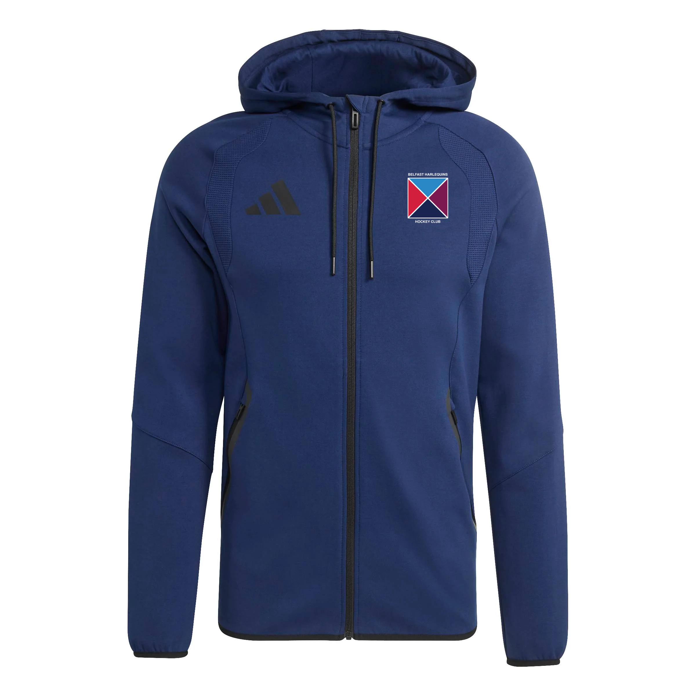 Belfast Harlequins Hockey Club - Advantage Travel Slim-Fit Full-Zip Cotton Hoodie - Navy