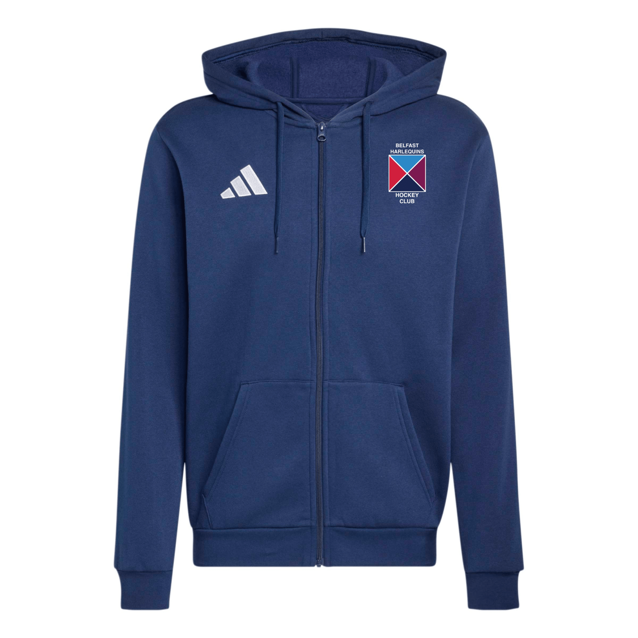 Belfast Harlequins Ladies Hockey Club - Core Full-Zip Cotton Hoodie - Navy -adidas- Stash Shop