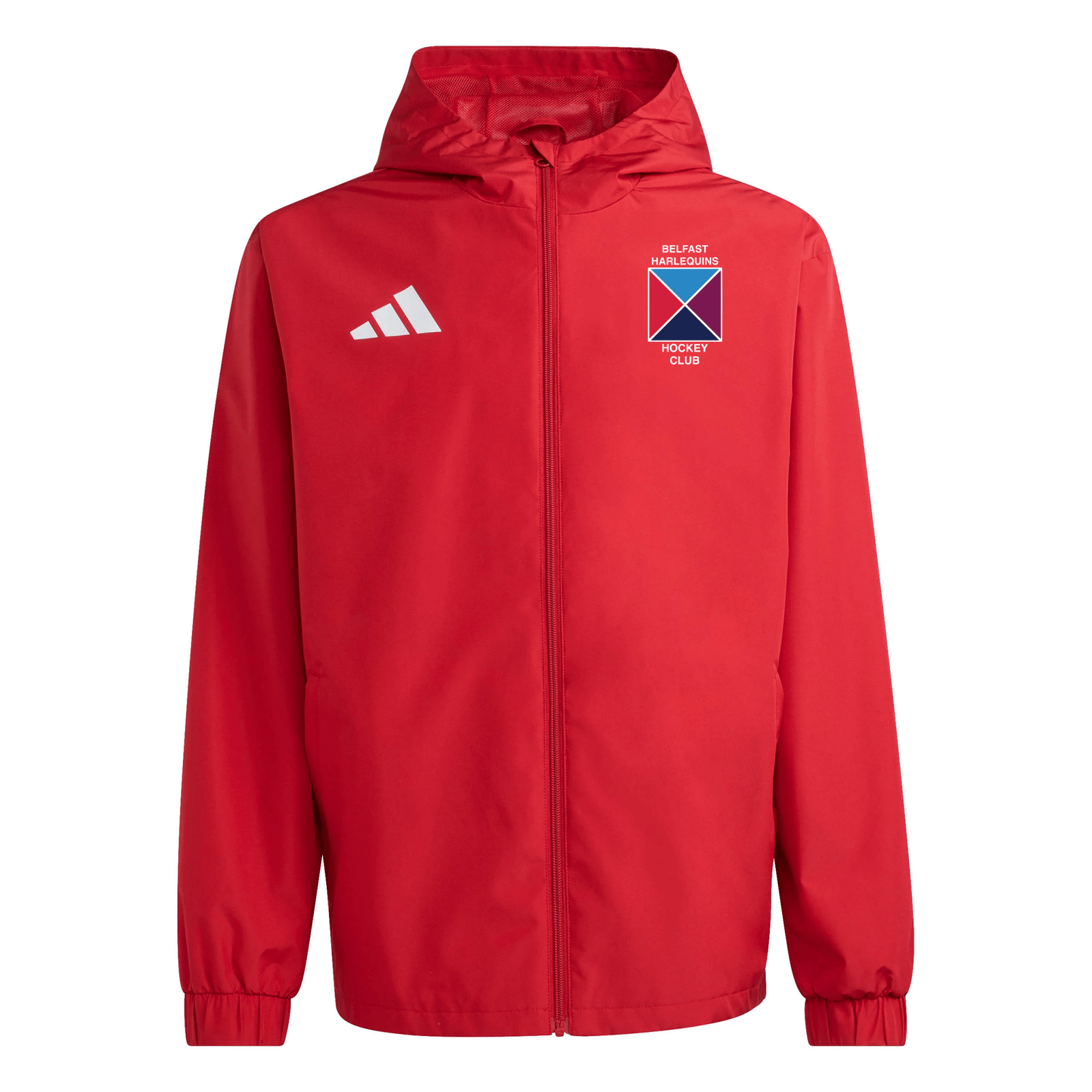 Belfast Harlequins Ladies Hockey Club - Core Hooded All-Weather Jacket - Red -adidas- Stash Shop