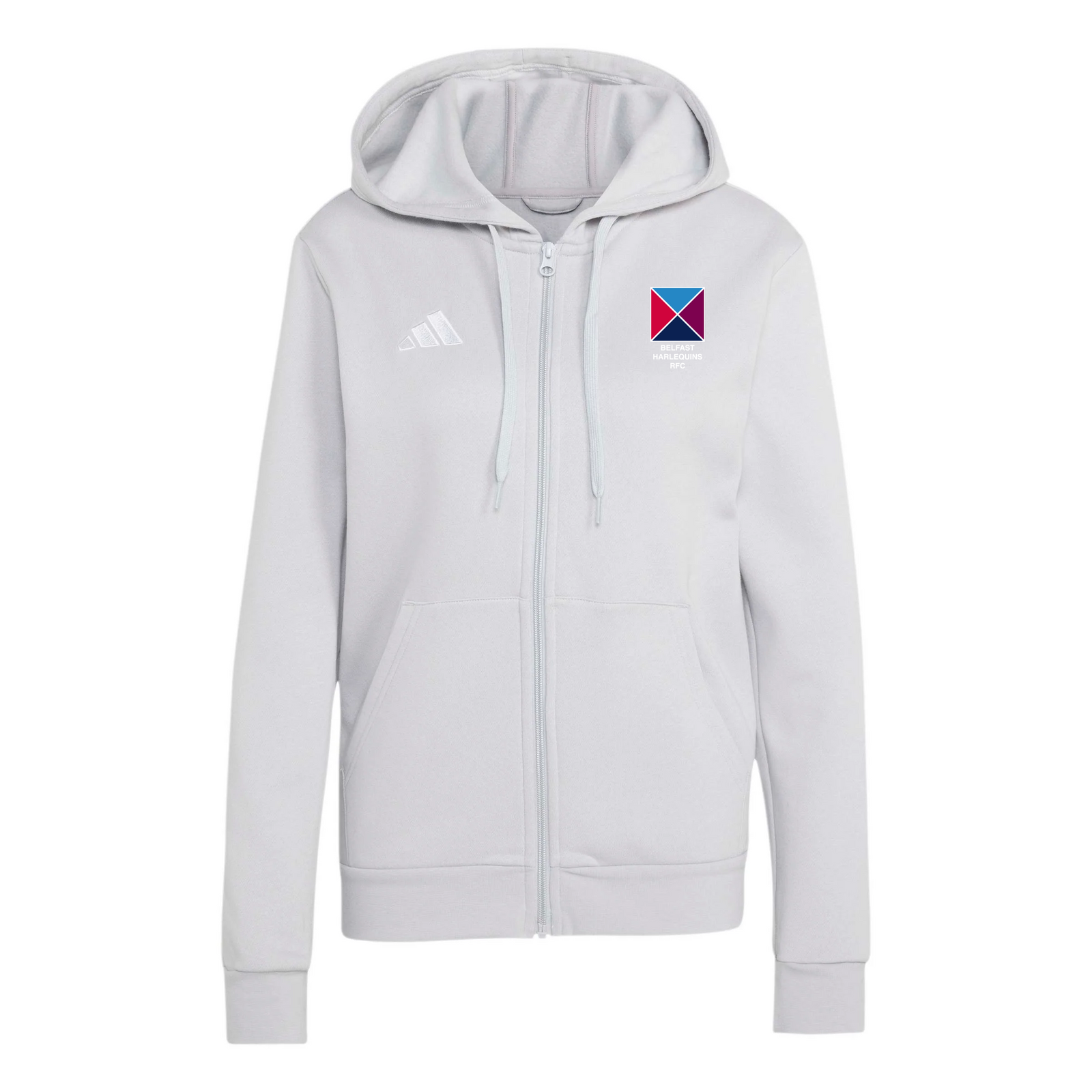 Belfast Harlequins Rugby Club - Womens Core Full-Zip Cotton Hoodie - Grey