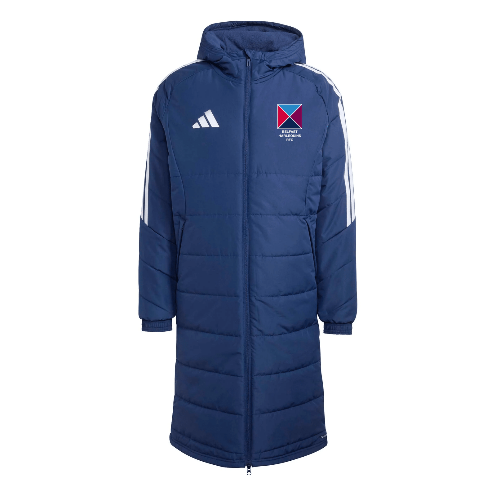 Belfast Harlequins Rugby Club - Advantage Hooded Long Coat - Navy -adidas- Stash Shop