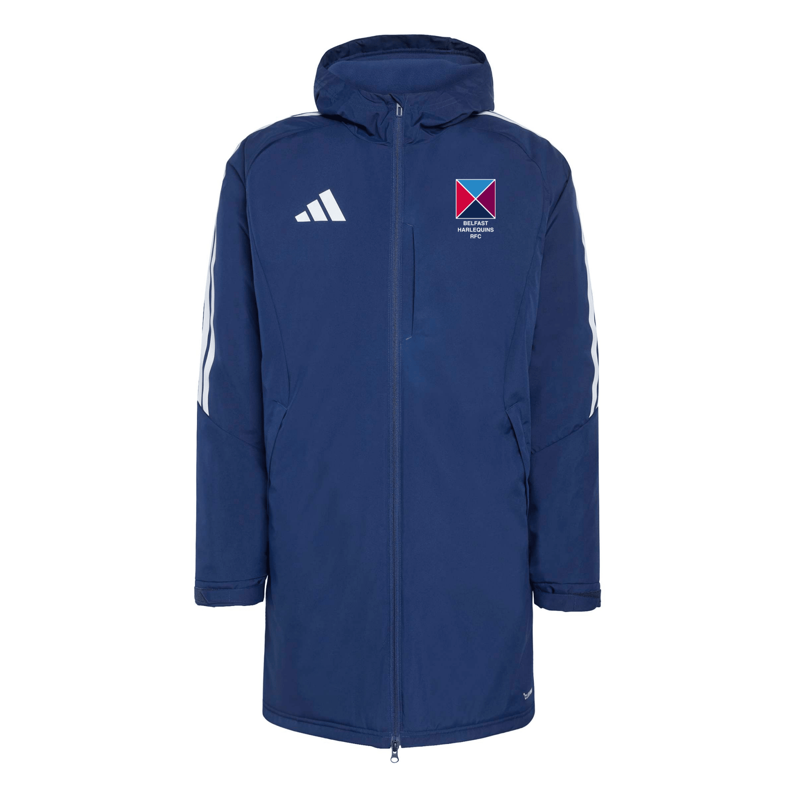Belfast Harlequins Rugby Club - Advantage Hooded Stadium Parka - Navy -adidas- Stash Shop