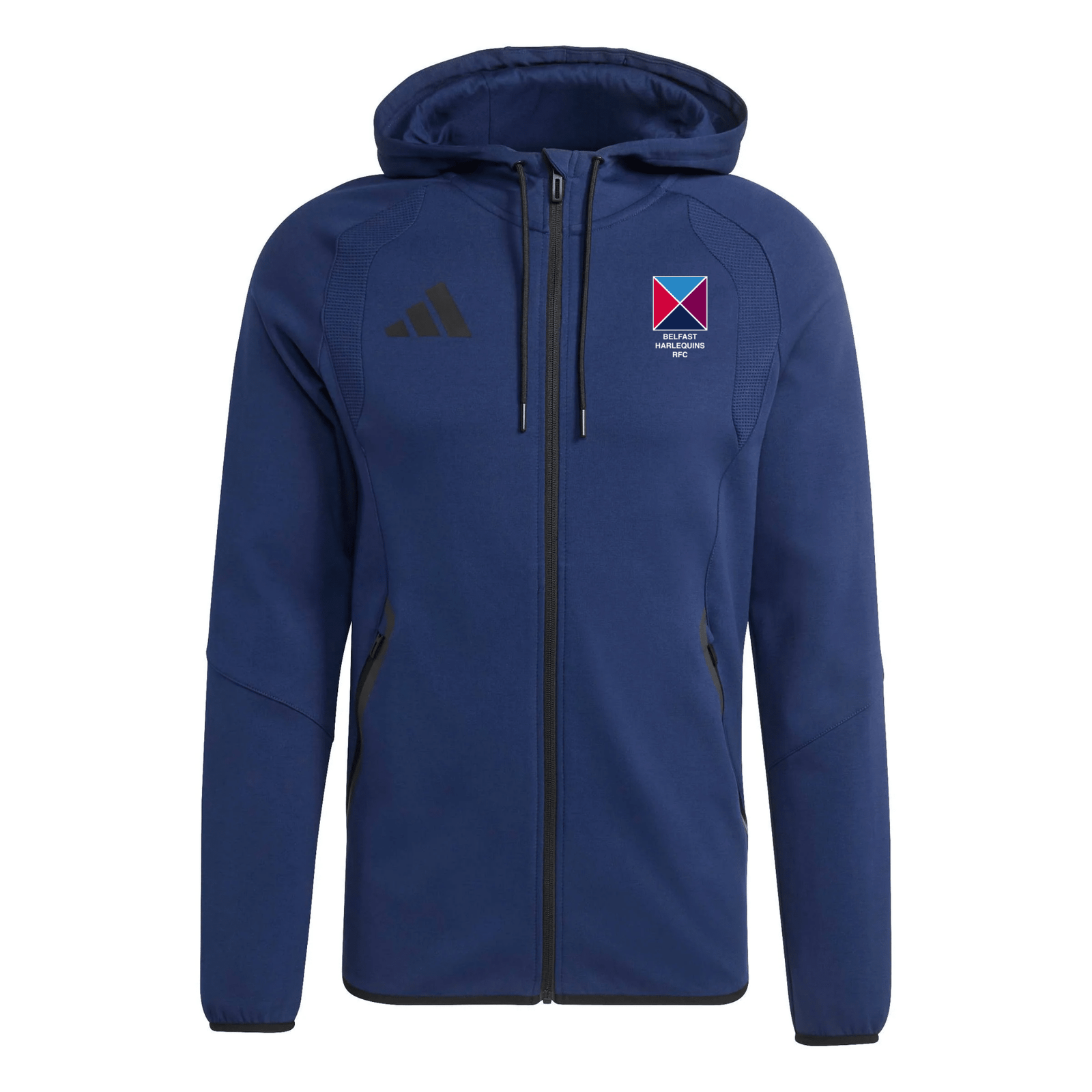 Belfast Harlequins Rugby Club - Advantage Travel Slim-Fit Full-Zip Cotton Hoodie - Navy -adidas- Stash Shop