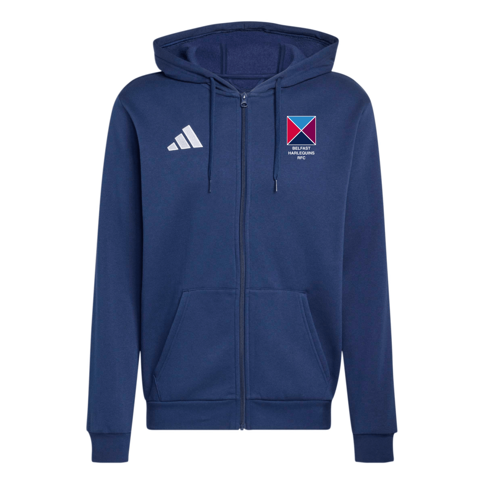 Belfast Harlequins Rugby Club - Core Full-Zip Cotton Hoodie - Navy -adidas- Stash Shop