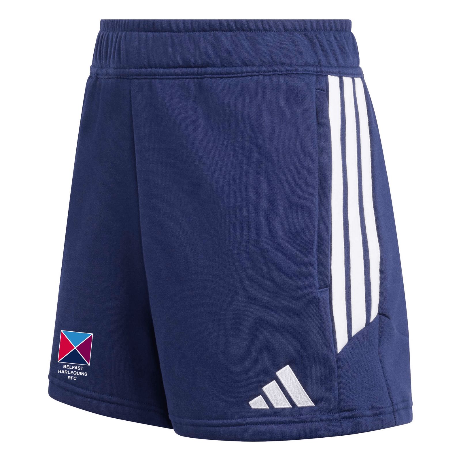 Belfast Harlequins Rugby Club - Womens Advantage League Zip-Pocket Cotton Sweat Shorts - Navy -adidas- Stash Shop