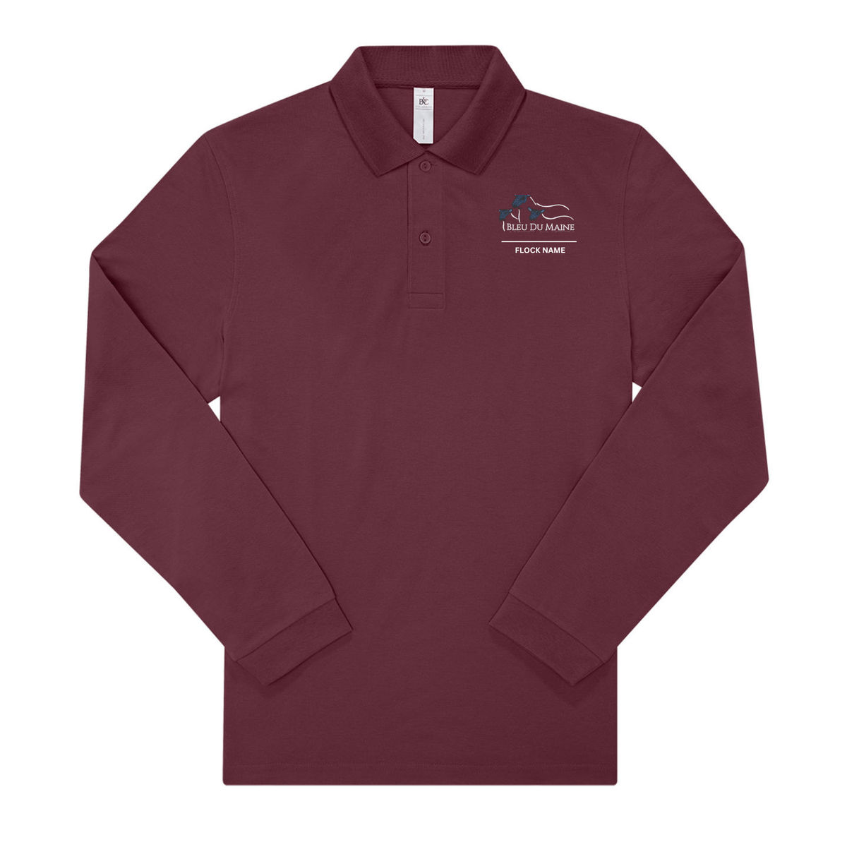 Bleu Du Maine Sheep Society Mens Long Sleeve Polo - Stash Shop - Stash Shop