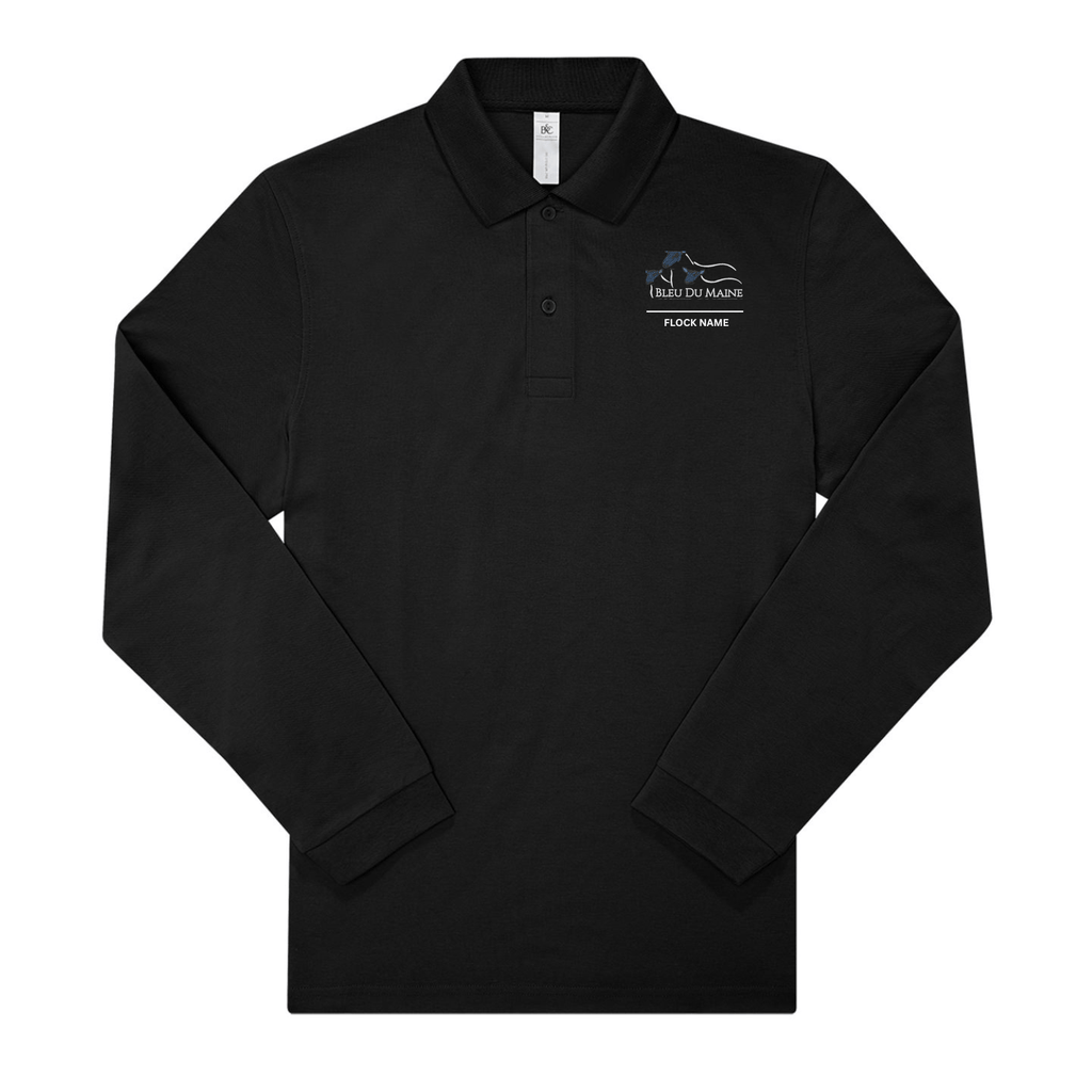 Bleu Du Maine Sheep Society Mens Long Sleeve Polo - Stash Shop - Stash Shop