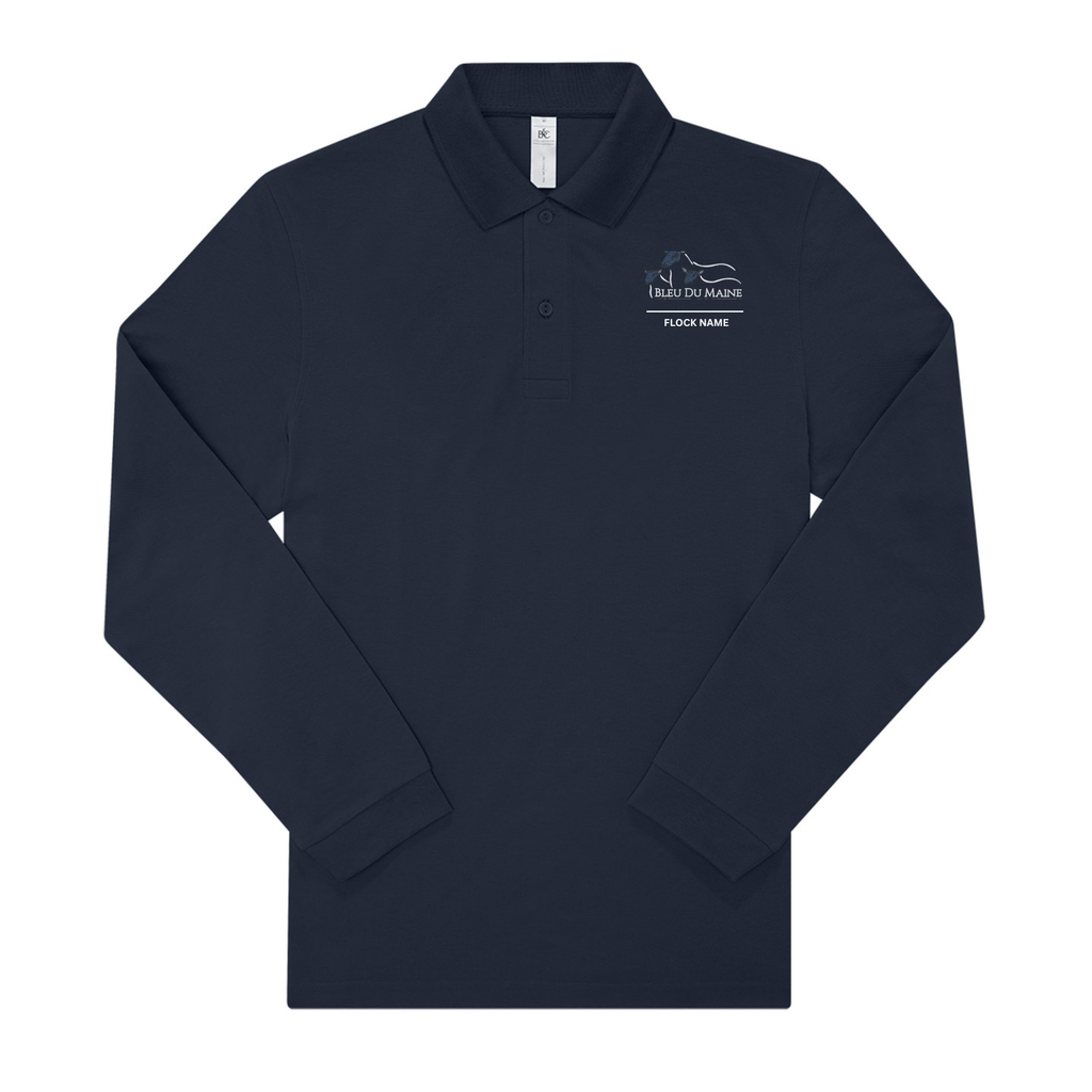 Bleu Du Maine Sheep Society Mens Long Sleeve Polo - Stash Shop - Stash Shop