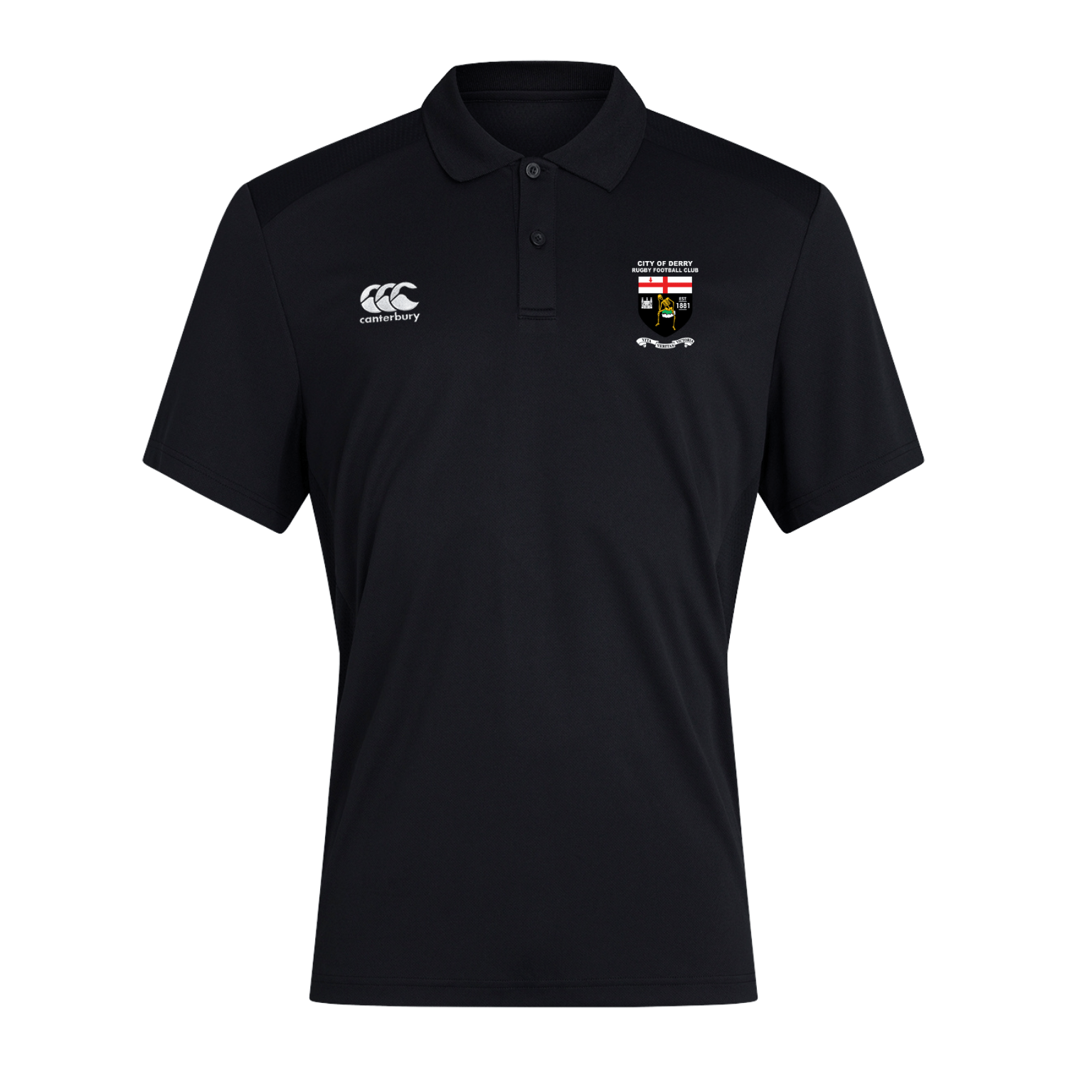 City Of Derry Rugby Club - Ladies Club Dry Polo - Black - Canterbury - Stash Shop