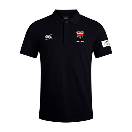 City Of Derry Rugby Club - Lions Origin Cotton Waimak Poloshirt - Black - Canterbury - Stash Shop