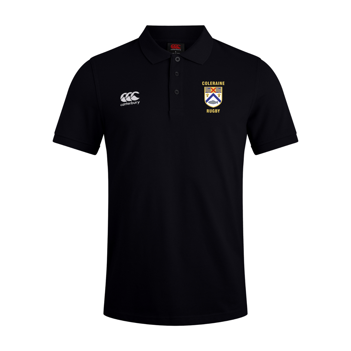 Coleraine Rugby Club - Cotton Waimak Poloshirt - Black - Canterbury - Stash Shop