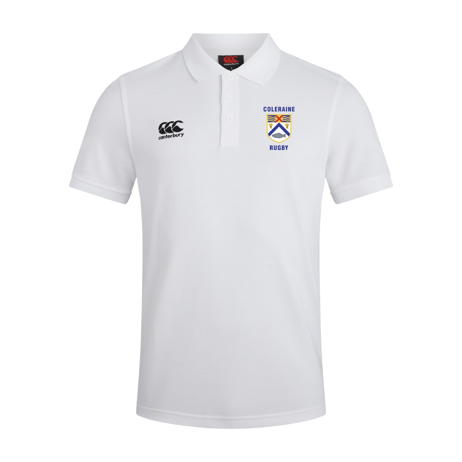 Coleraine Rugby Club - Cotton Waimak Poloshirt - White - Canterbury - Stash Shop