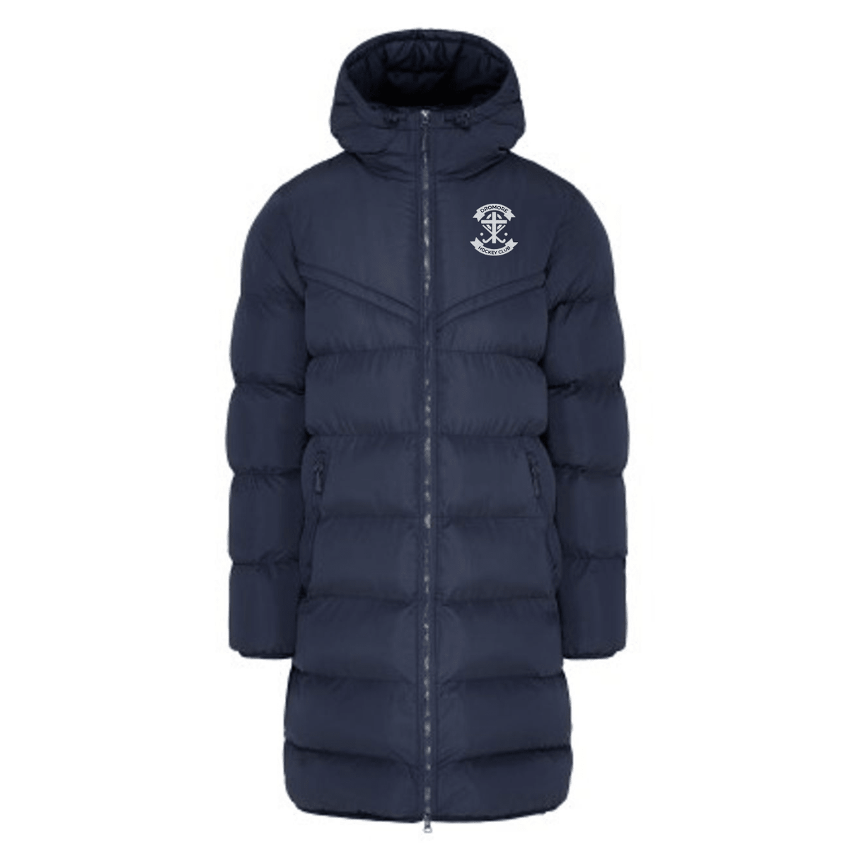 Dromore Ladies Hockey Club - Chevron Puffer Coat - Navy -Stash Shop- Stash Shop