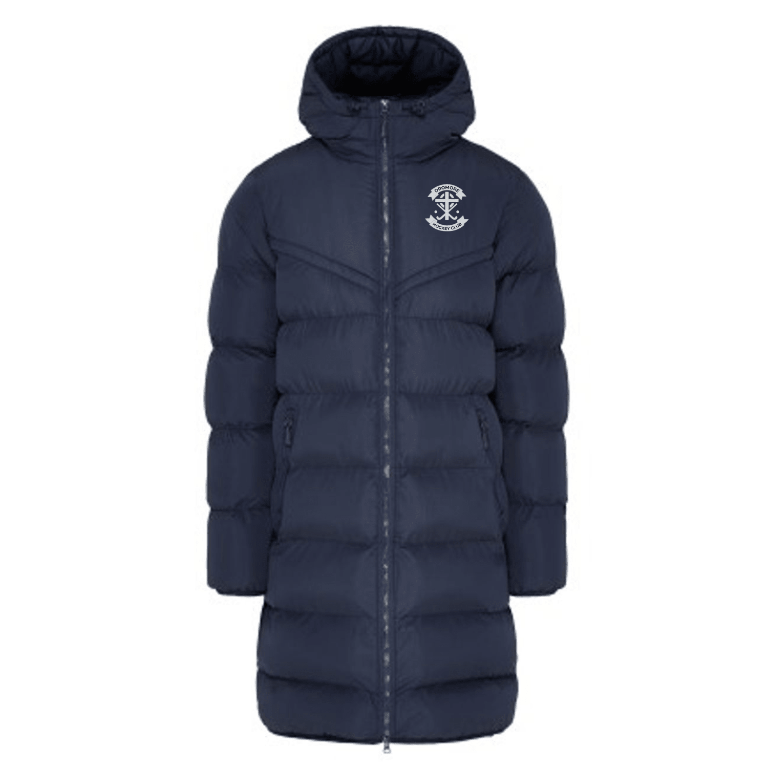 Dromore Ladies Hockey Club - Chevron Puffer Coat - Navy -Stash Shop- Stash Shop
