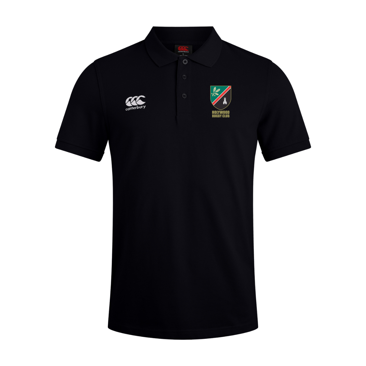 Holywood Rugby Club - Cotton Waimak Poloshirt - Black - Canterbury - Stash Shop