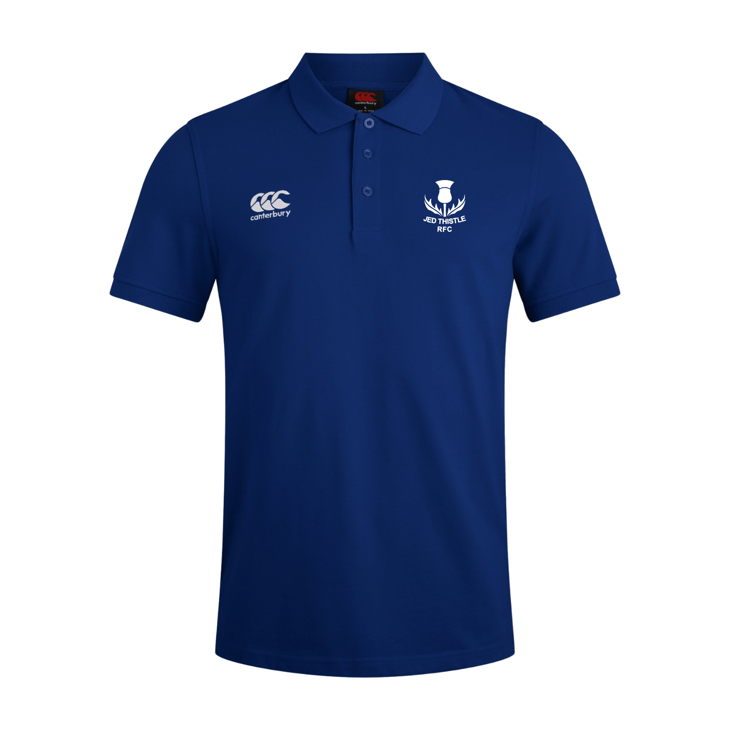 Jed Thistle Rugby Club - Waimak Poloshirt - Royal - Canterbury - Stash Shop