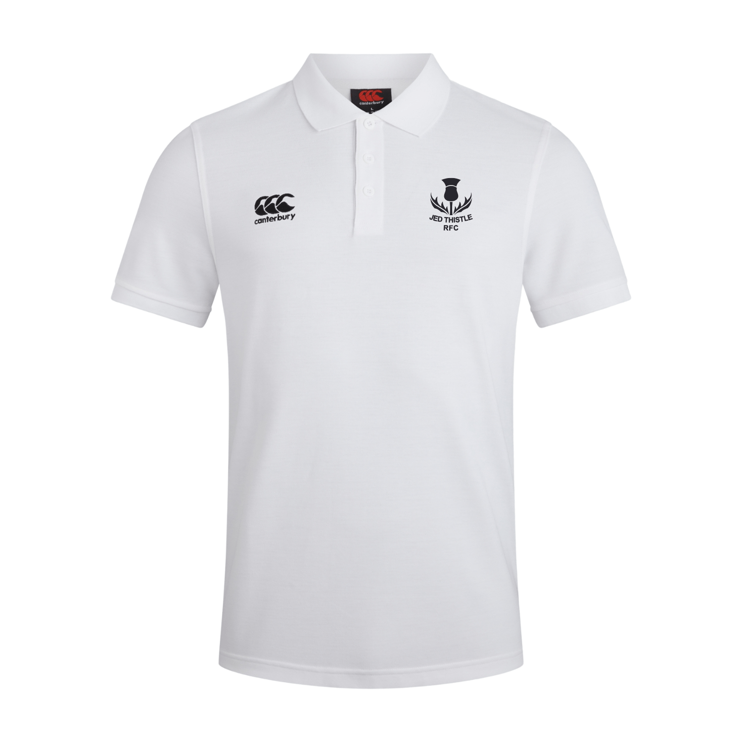 Jed Thistle Rugby Club - Waimak Poloshirt - White - Canterbury - Stash Shop