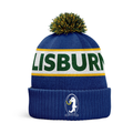 Lisburn Rugby Club - Bobble Pom Hat - royal blue knitted bobble hat with LISBURN jacquard band and Lisburn RFC crest - Stash Shop