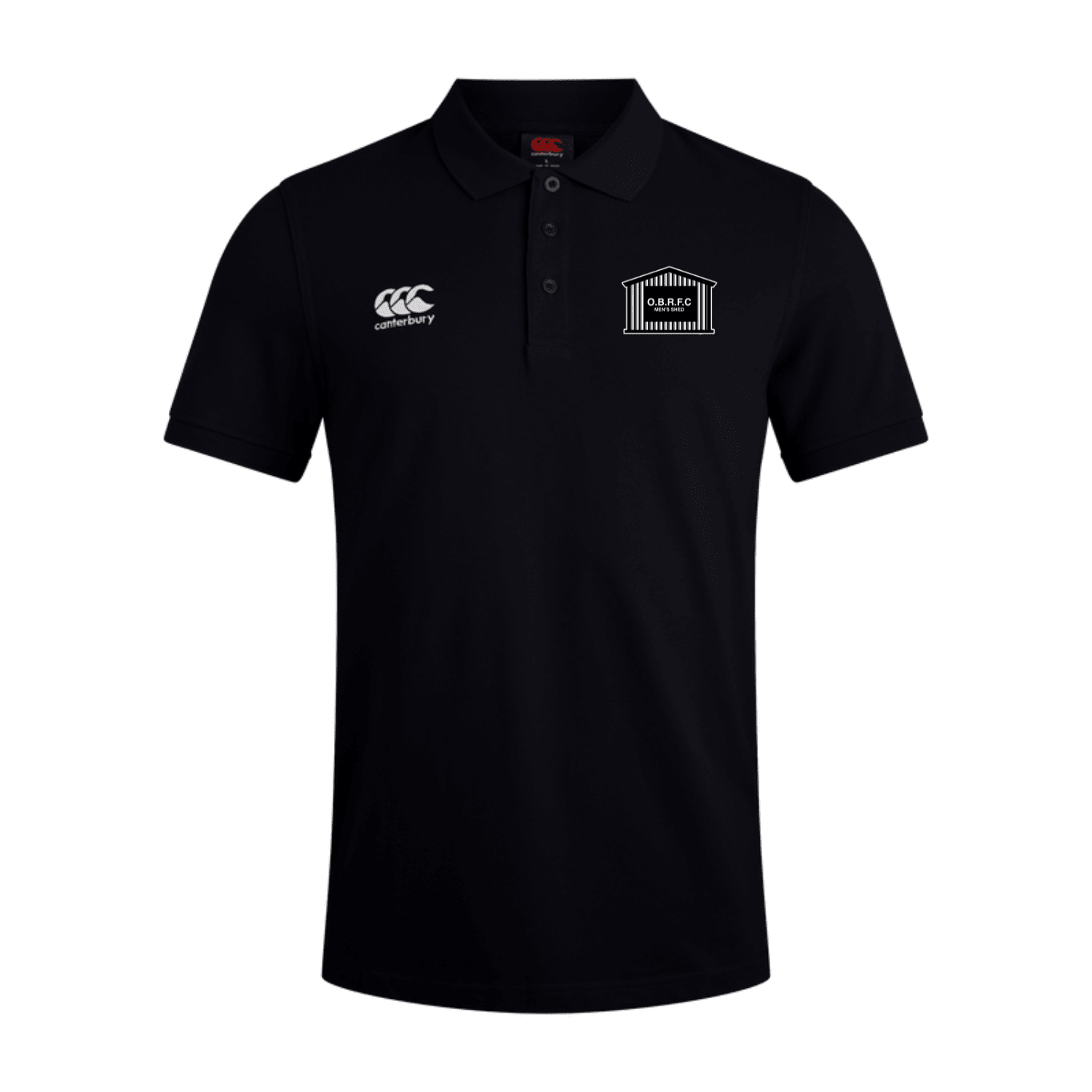 OBRFC Men's Shed - Cotton Waimak Poloshirt - Black -Canterbury- Stash Shop